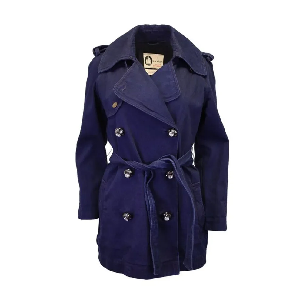 Lanvin x Acne Double-Breasted Trench Coat in Blue Denim